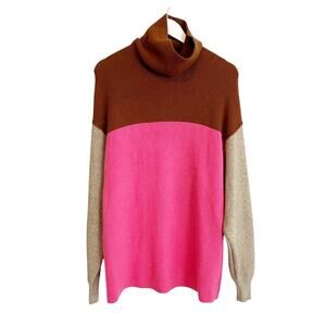 Free People Colorblock Turtleneck Sweater XS Cozy Retro Chic